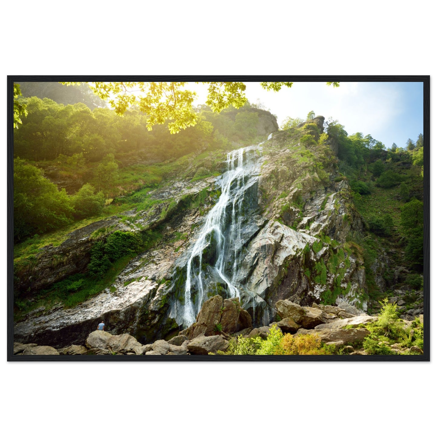 Majestic water cascade of Powerscourt Waterfall, the highest waterfall in Ireland. Famous tourist attraction in County Wicklow, Ireland. Framed Irish Wall Art Prints