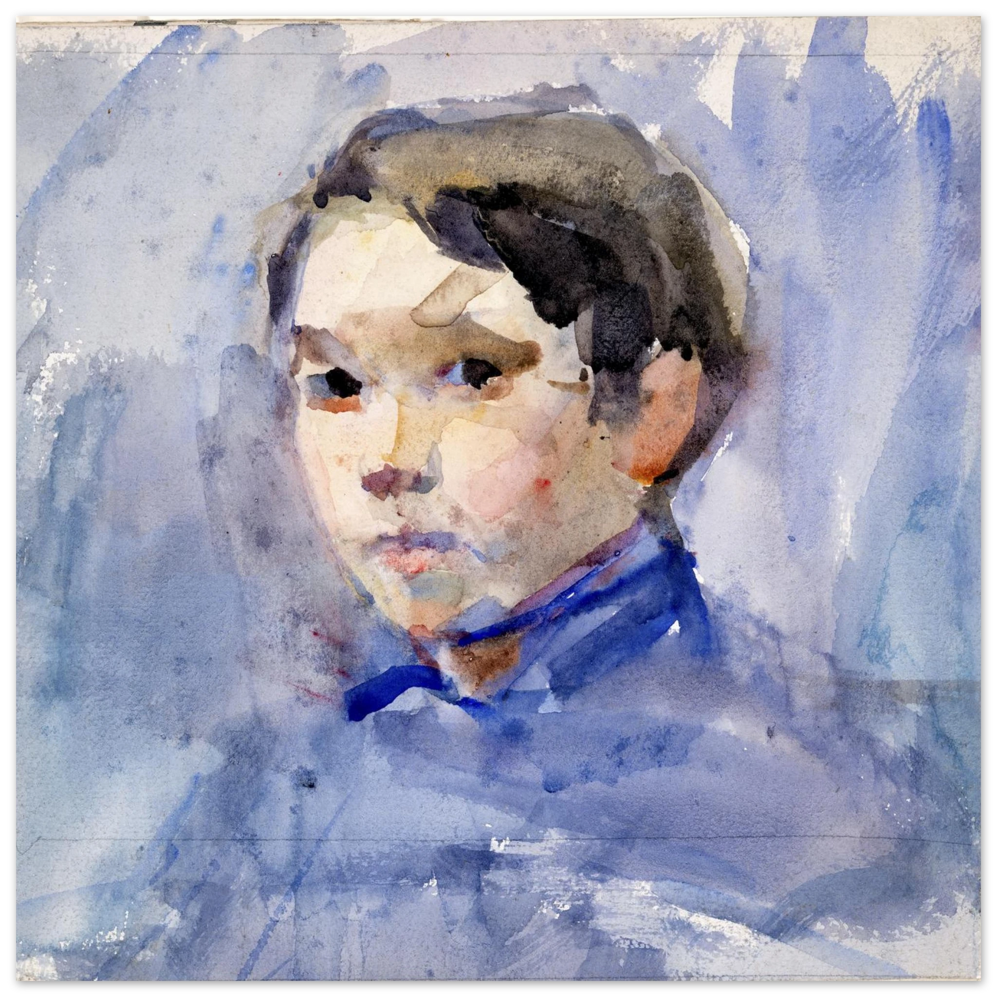 Head of a Young Boy By Clare Marsh Art Print – room setting display | Buy Irish Art