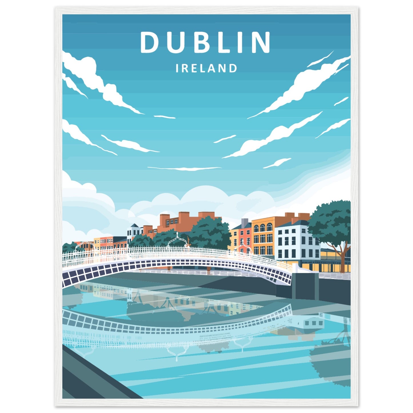 Dublin City Ireland Retro Travel Framed Art Print – view 17 | Buy Irish Art