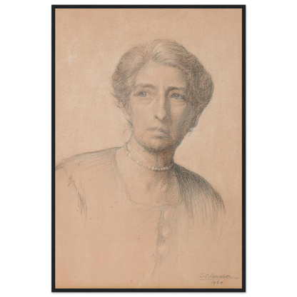 Drawing of the pianist Edith Best, née Oldham, by Sarah Cecilia Harrison, art print in a black frame, 60x90 cm
