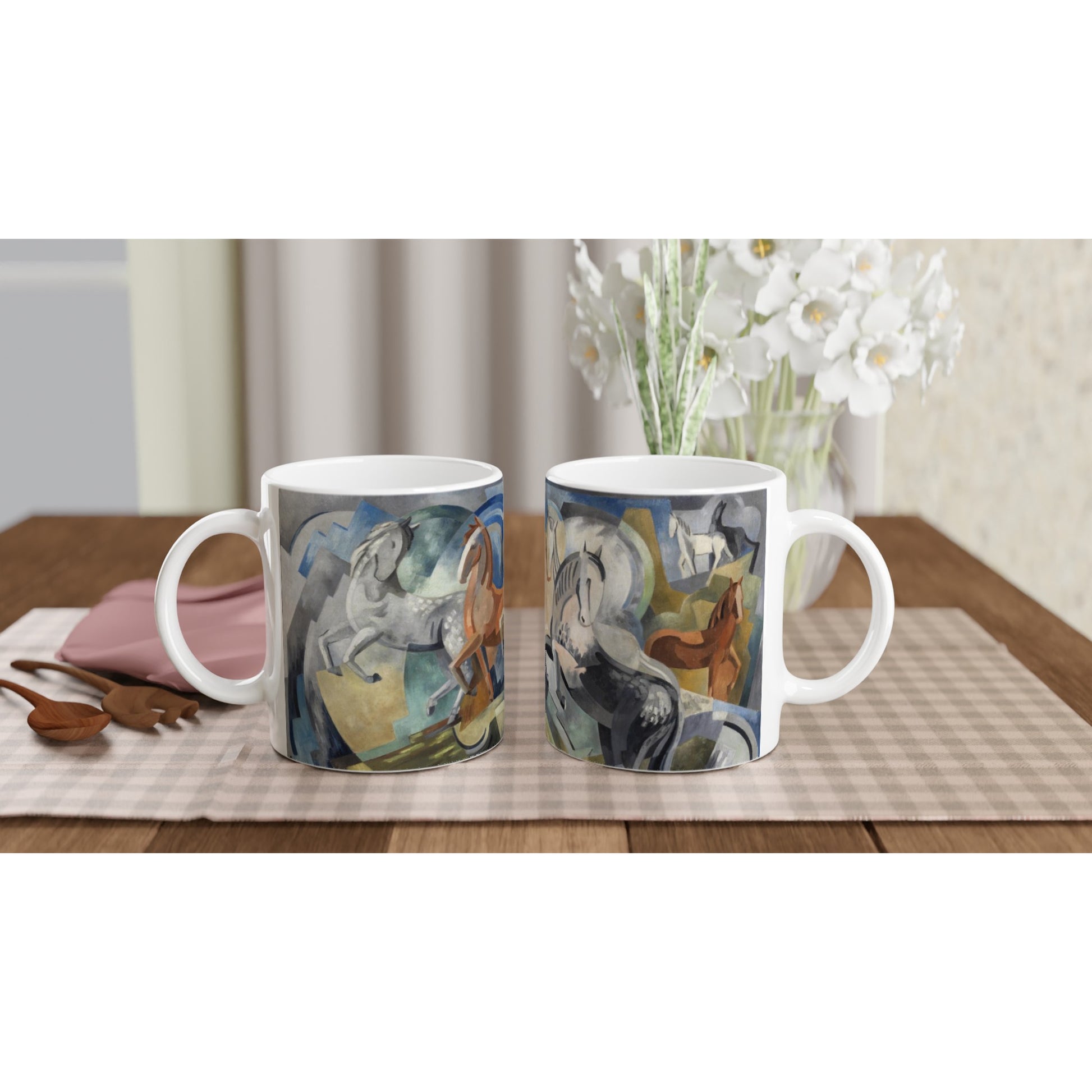 Achill Horses Ceramic Mug – Irish Art by Mainie Jellett – side view | Buy Irish Art