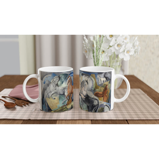 Achill Horses Ceramic Mug – Irish Art by Mainie Jellett – side view | Buy Irish Art