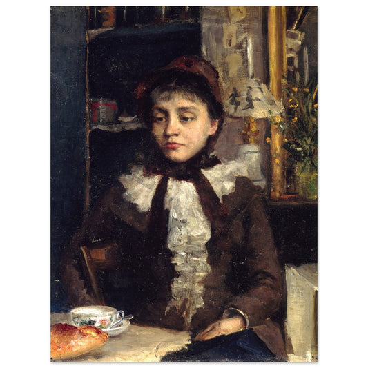 Le Petit Déjeuner (1885) by Sarah Purser  Irish Art Print – framed print close-up | Buy Irish Art