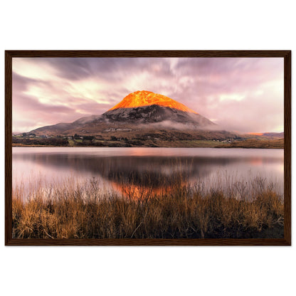 Orange Glow on Mount Errigal at Sunset Ireland, Irish landscape Photography Prints Framed Photographic Print – detail view | Buy Irish Art