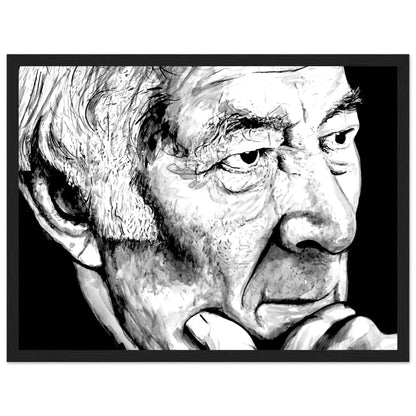 Seamus Heaney Poet Portrait Black & White Framed Art Print by Irish Artist – Irish wall art print | Buy Irish Art