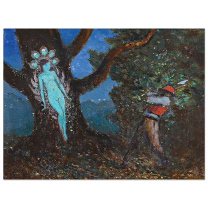 The Woodchopper and The Tree Spirit by George Russell (Æ) Art Print – framed print close-up | Buy Irish Art