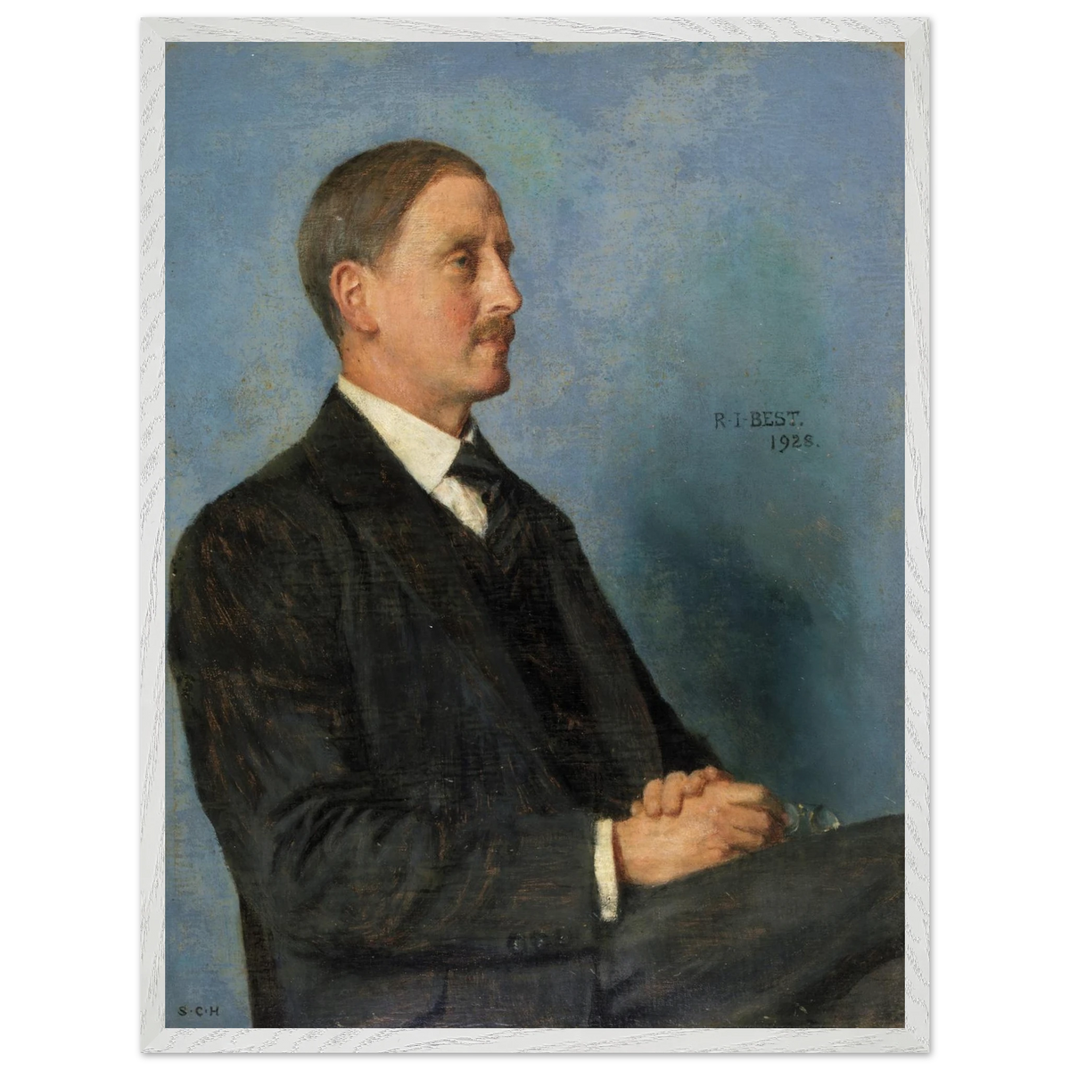 Portrait of Richard Irvine Best by Sarah Cecilia Harrison, art print in a white frame, 60x80 cm