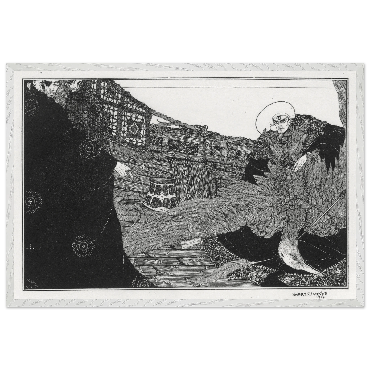 The Albatross Slain by Harry Clarke, framed print on a wall