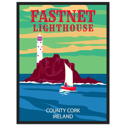 Fastnet Lighthouse County Cork Ireland Travel Retro Framed Art Print – view 6 | Buy Irish Art