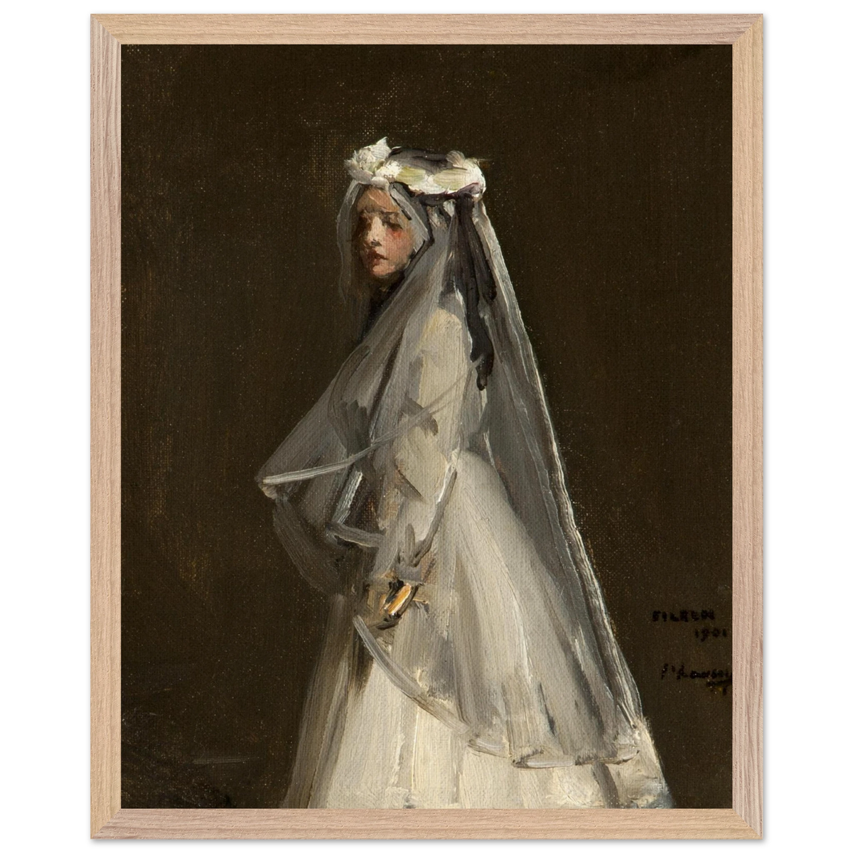Eileen, Her First Communion (1901) by Sir John Lavery, art print in a wood frame, 40x50 cm