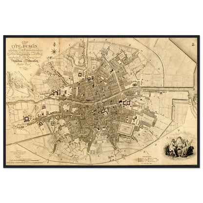 1797 Dublin Map by William Faden Framed Print – view 6 | Buy Irish Art
