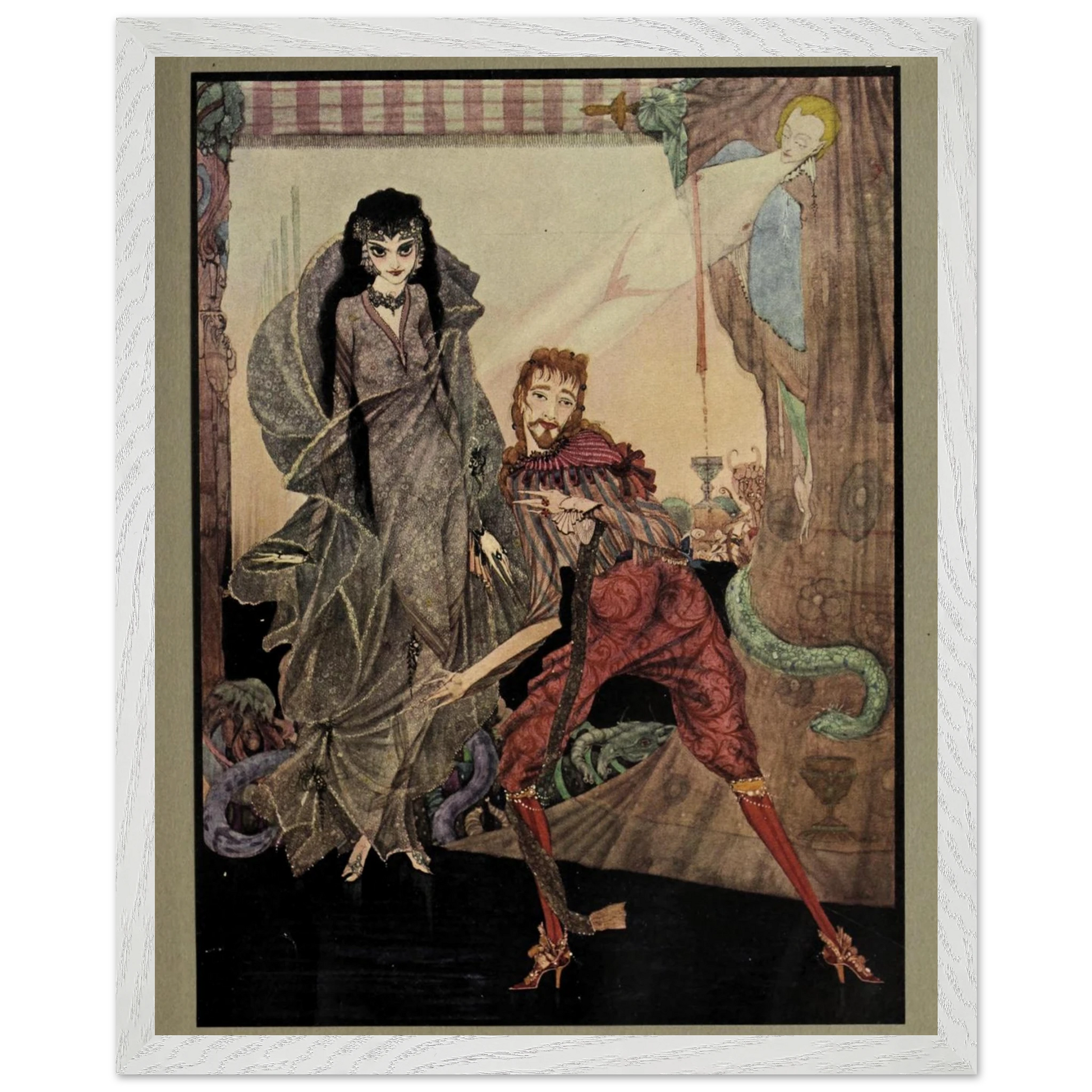 Harry Clarke Art Print – Poe’s Tales of Mystery (1923) – “Slowly Opened Eyes” | Museum-Quality Framed Reproduction – size comparison view | Buy Irish Art