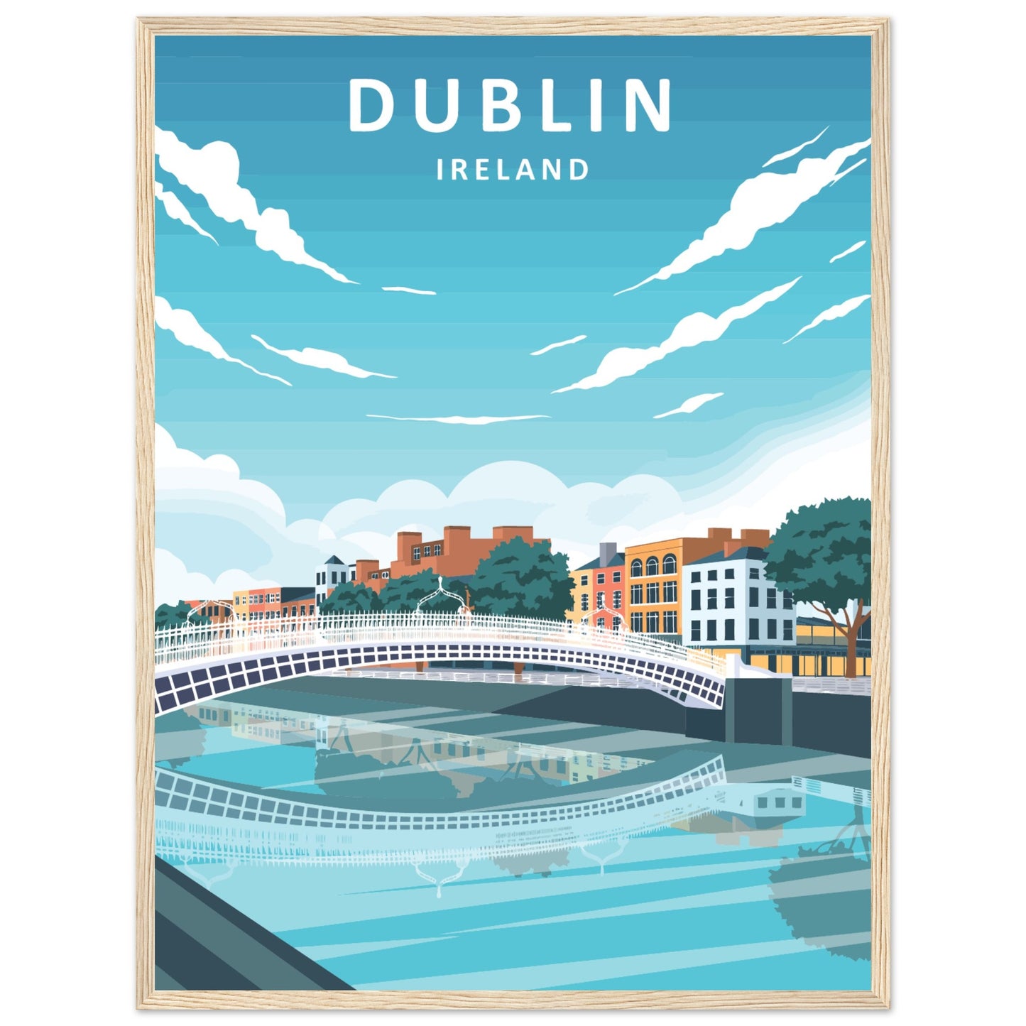 Dublin City Ireland Retro Travel Framed Art Print – view 16 | Buy Irish Art
