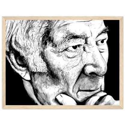 Seamus Heaney Poet Portrait Black & White Framed Art Print by Irish Artist – room setting display | Buy Irish Art