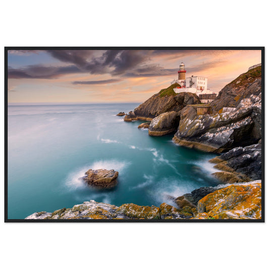 Baily Lighthouse Sunset - Howth Head Cliff Walk, Co. Dublin Ireland, Irish landscape Photography Prints Framed Photographic Print – framed print close-up | Buy Irish Art