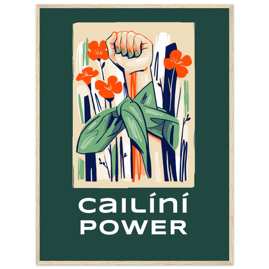 Cailíní Power – Irish Girl Power Art Print | Feminist Wall Art – framed print close-up | Buy Irish Art