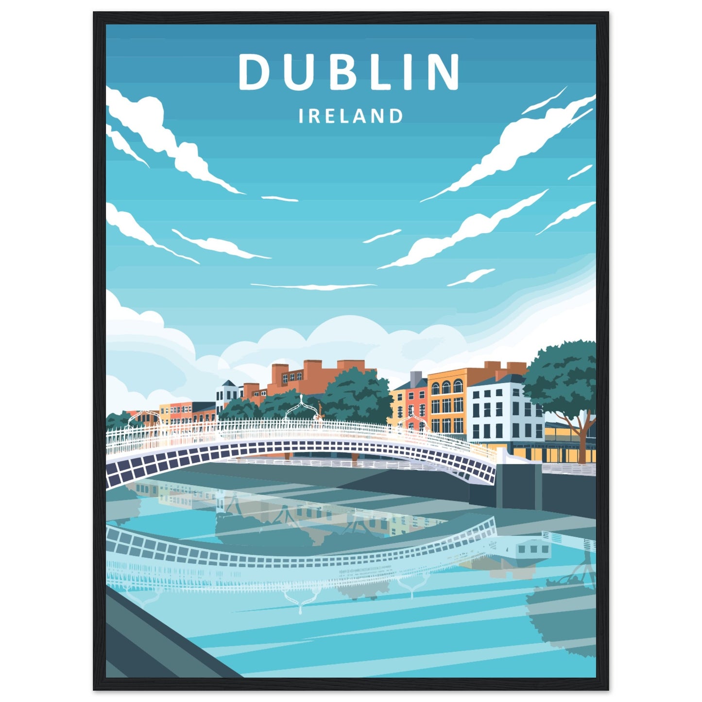 Dublin City Ireland Retro Travel Framed Art Print – view 15 | Buy Irish Art