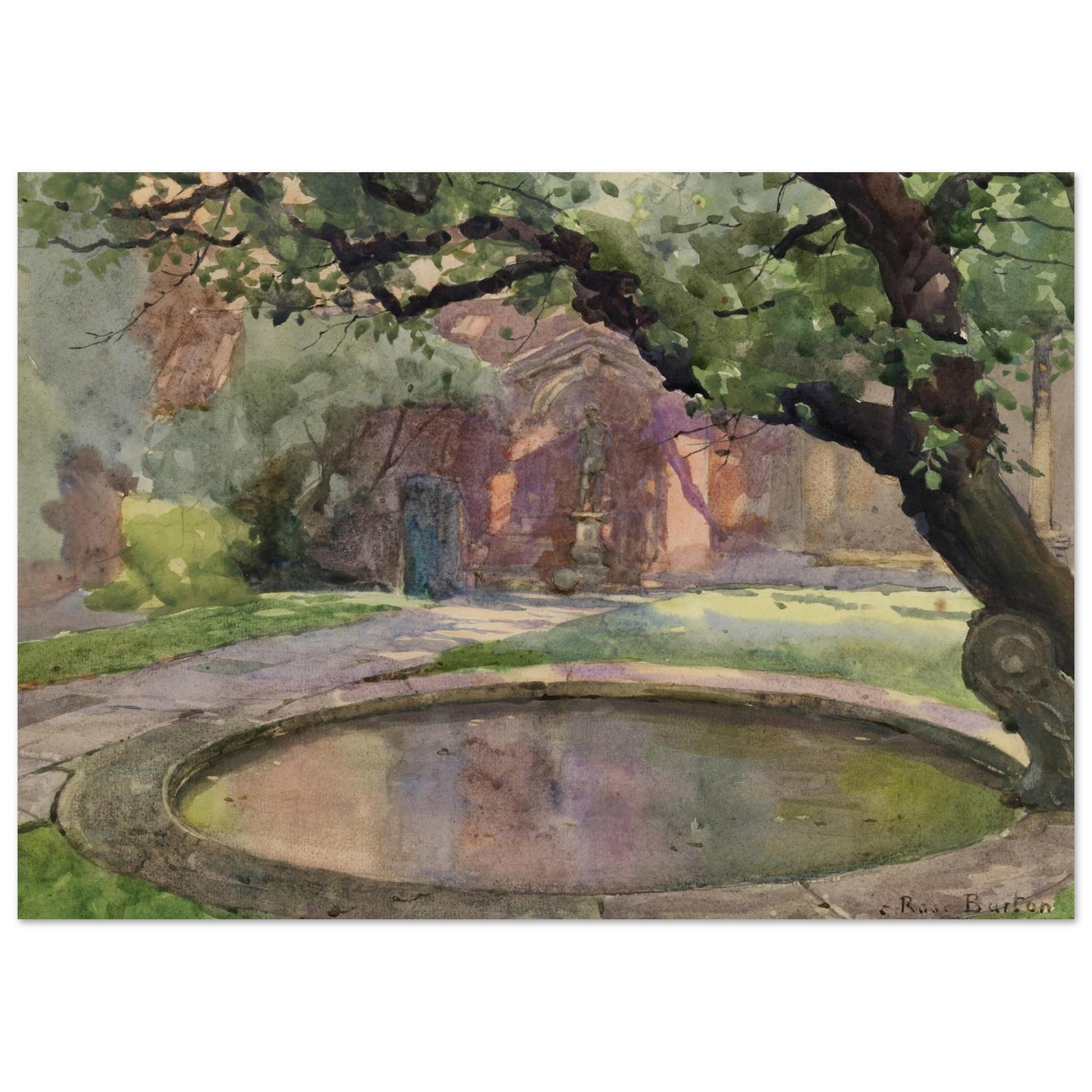 The Garden of Lindsey House, London by Irish Artist Rose Barton Museum Quality Art Print – framed print close-up | Buy Irish Art