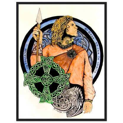 Cu Chulainn - The Hound of Ulster Framed Art Print – size comparison view | Buy Irish Art