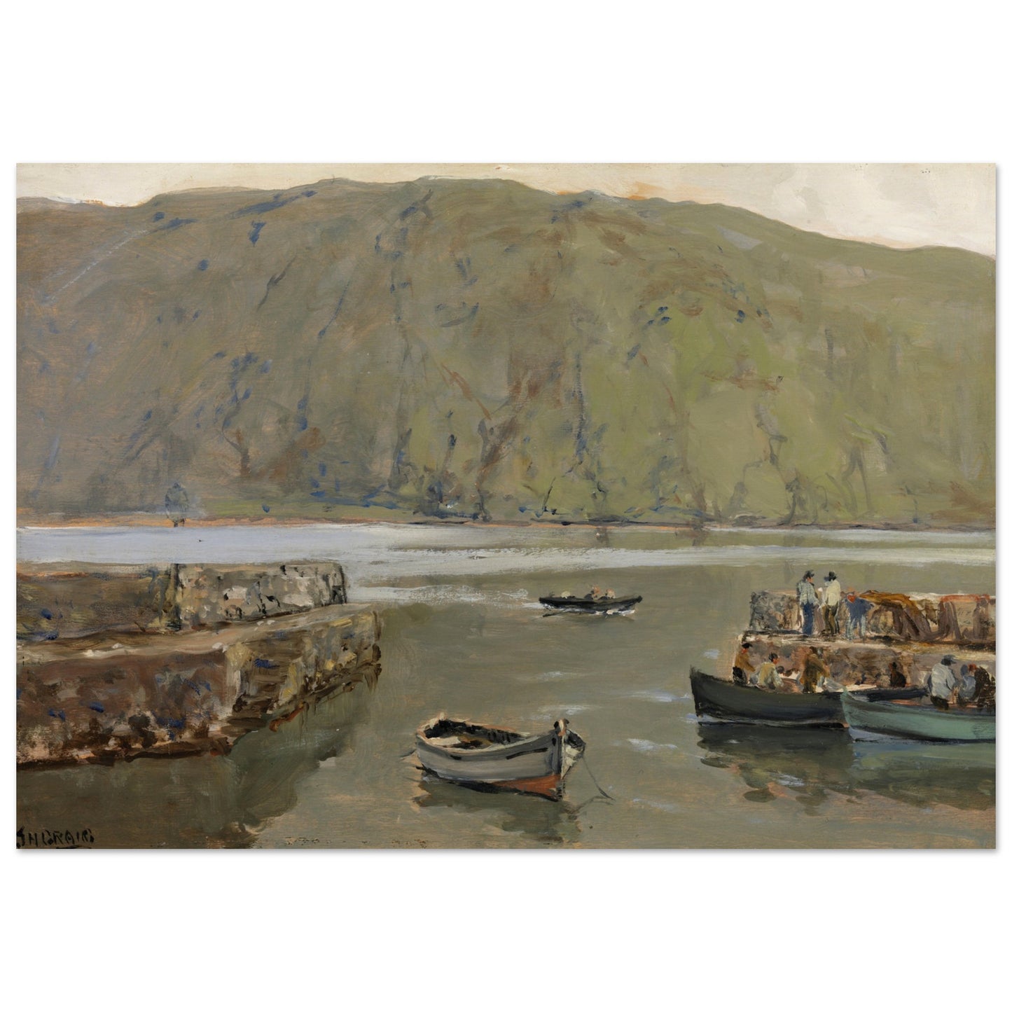 The Harbour, Leenane – James Humbert Craig Irish Landscape Art Print 70×100 cm / 28×40" – detail view | Buy Irish Art