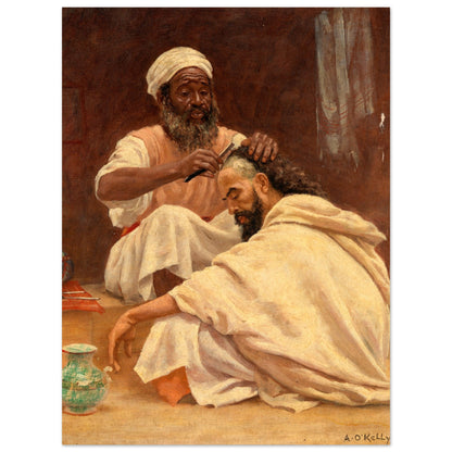 A Barber, Morocco - Aloysius O'Kelly Art Print – size comparison view | Buy Irish Art