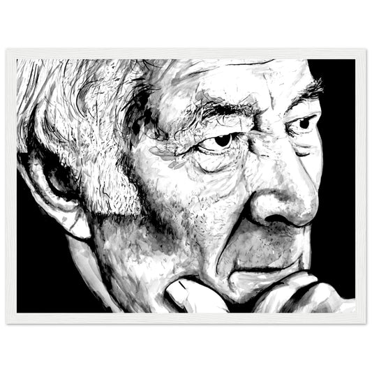 Seamus Heaney Poet Portrait Black & White Framed Art Print by Irish Artist – framed print close-up | Buy Irish Art