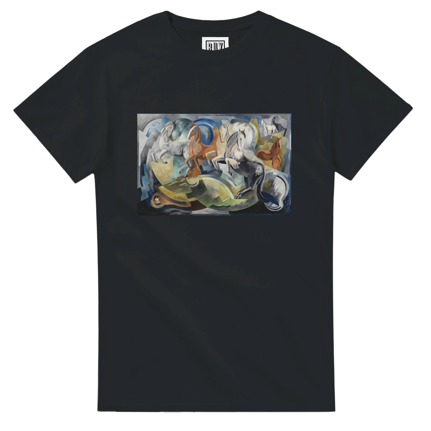 Achill Horses T-Shirt – Mainie Jellett Irish Art Tee – front detail view | Buy Irish Art
