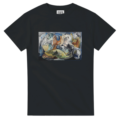 Achill Horses T-Shirt – Mainie Jellett Irish Art Tee – front detail view | Buy Irish Art