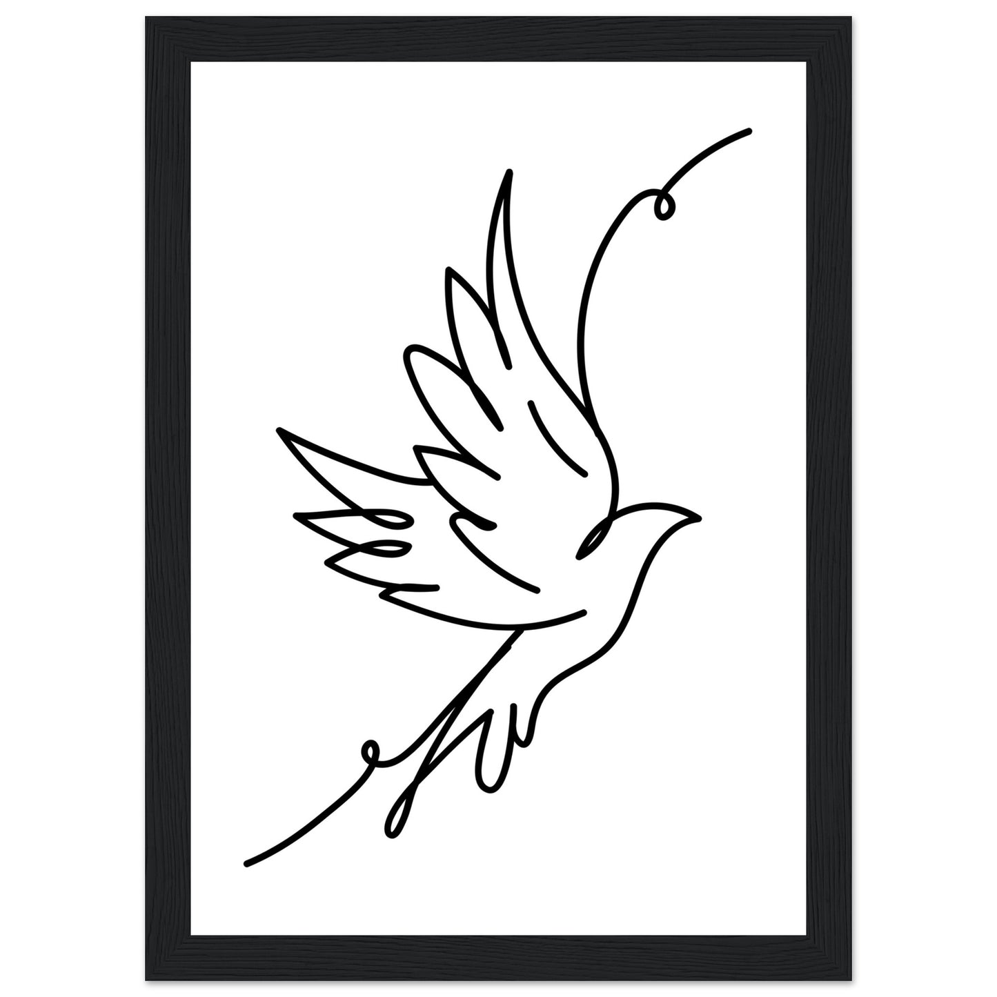 Minimalist Flying Bird Line Drawing Framed Art Print