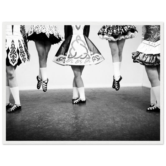 Irish Dancing Black & White Photographic Framed Wall Art Print – framed print close-up | Buy Irish Art
