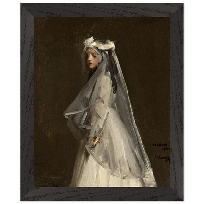 Eileen, Her First Communion (1901) by Sir John Lavery, art print in a black frame, 20x25 cm