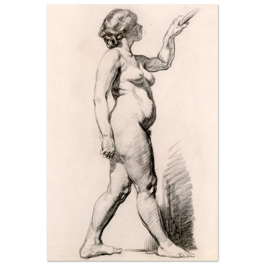 A Standing Female Nude by Irish Artist Sarah Henrietta Purser Art Print – framed print close-up | Buy Irish Art