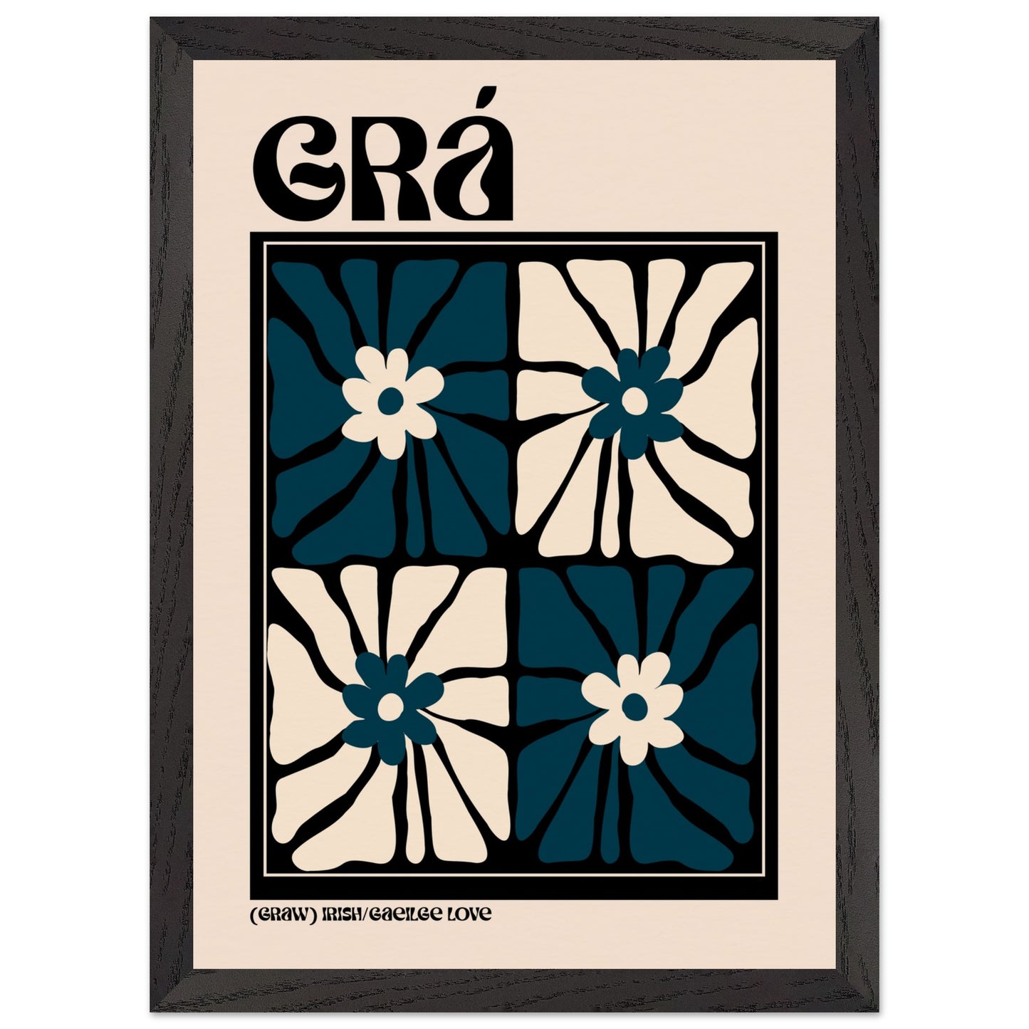 Grá Irish 'love' typographic print — contemporary Gaeilge wall art by Buy Irish Art