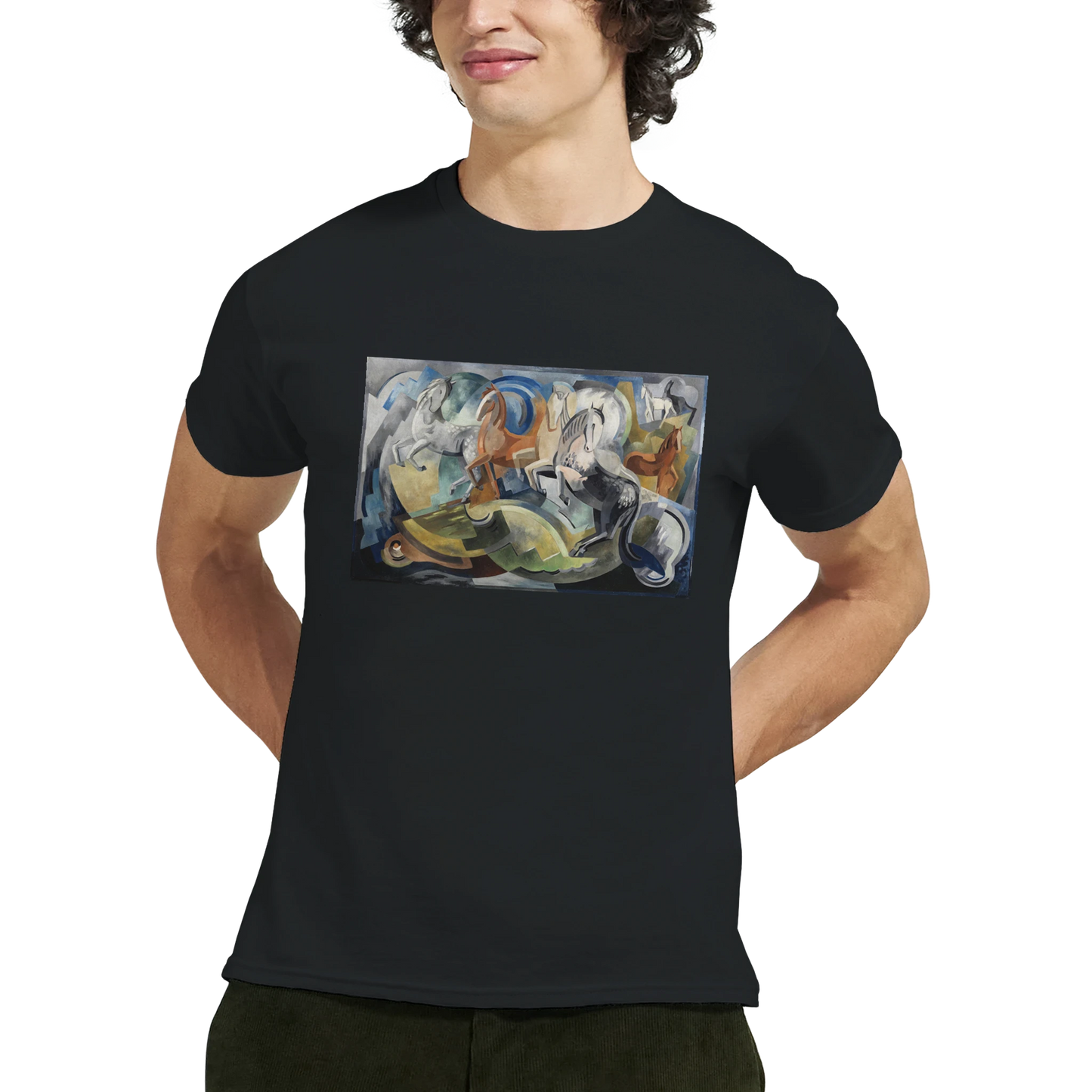 Achill Horses T-Shirt – Mainie Jellett Irish Art Tee – back view | Buy Irish Art