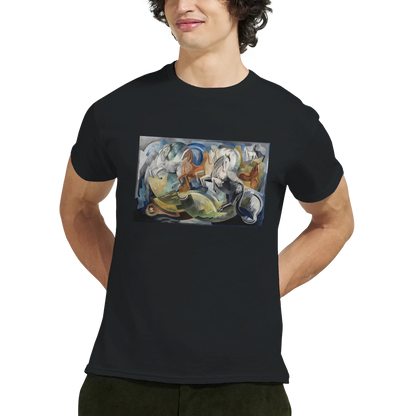 Achill Horses T-Shirt – Mainie Jellett Irish Art Tee – back view | Buy Irish Art