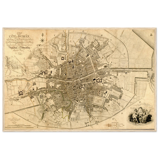 1797 Dublin Map by William Faden Framed Print – framed print close-up | Buy Irish Art