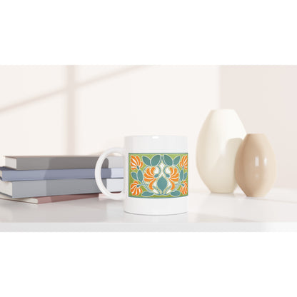 Harmonic Balance of Warm and Cold Colours Mug by James Ward – lifestyle setting | Buy Irish Art