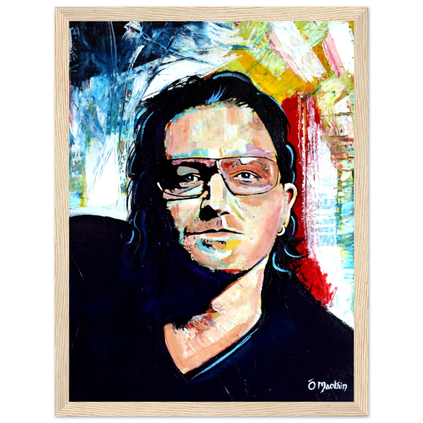 Vibrant Bono U2 Framed Wall Art Print