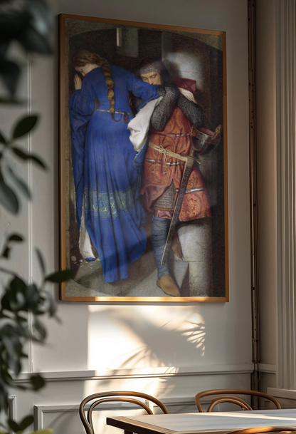 Hellelil and Hildebrand medieval love story art print by Irish artist Frederic William Burton displayed as wall art