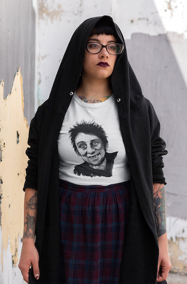 Shane MacGowan T Shirt – lifestyle worn view | Buy Irish Art