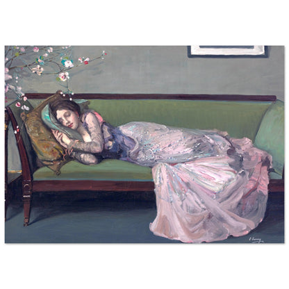 The Green Sofa by Sir John Lavery — A3 Irish art print with white border, fine art reproduction, Buy Irish Art