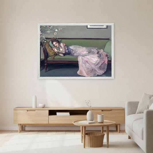The Green Sofa by Sir John Lavery — A2 Irish art print in white gallery frame, modern living room wall art, Buy Irish Art