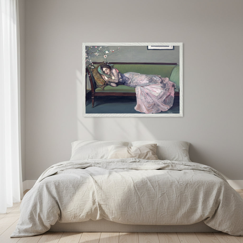 The Green Sofa by Sir John Lavery — A3 Irish art print in white frame, bedroom wall art, fine art print for bedroom, Buy Irish Art