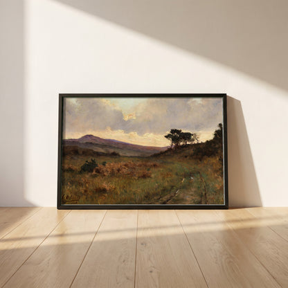 Castletownshend, County Cork framed print in a black frame leaning against a white plaster wall on oak floorboards in morning light