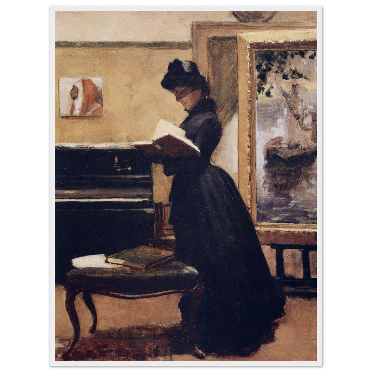 A Visit to the Studio by Sir John Lavery framed print in a white frame