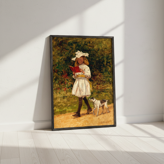 A Young Girl Reading by Aloysius O'Kelly Art Print