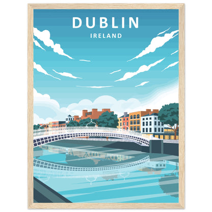 Dublin City Ireland Retro Travel Framed Art Print – view 14 | Buy Irish Art