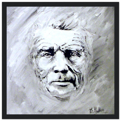 Samuel Beckett Portrait Framed Art Print by Irish Artist – framed print close-up | Buy Irish Art