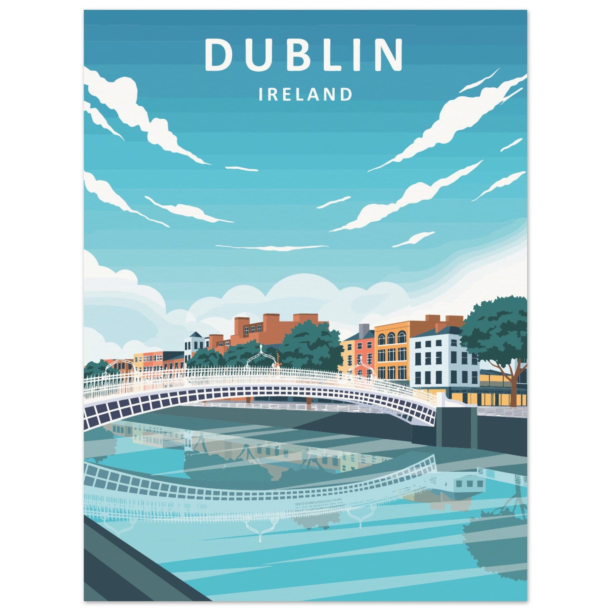 Dublin City Ireland Retro Travel Framed Art Print – view 21 | Buy Irish Art