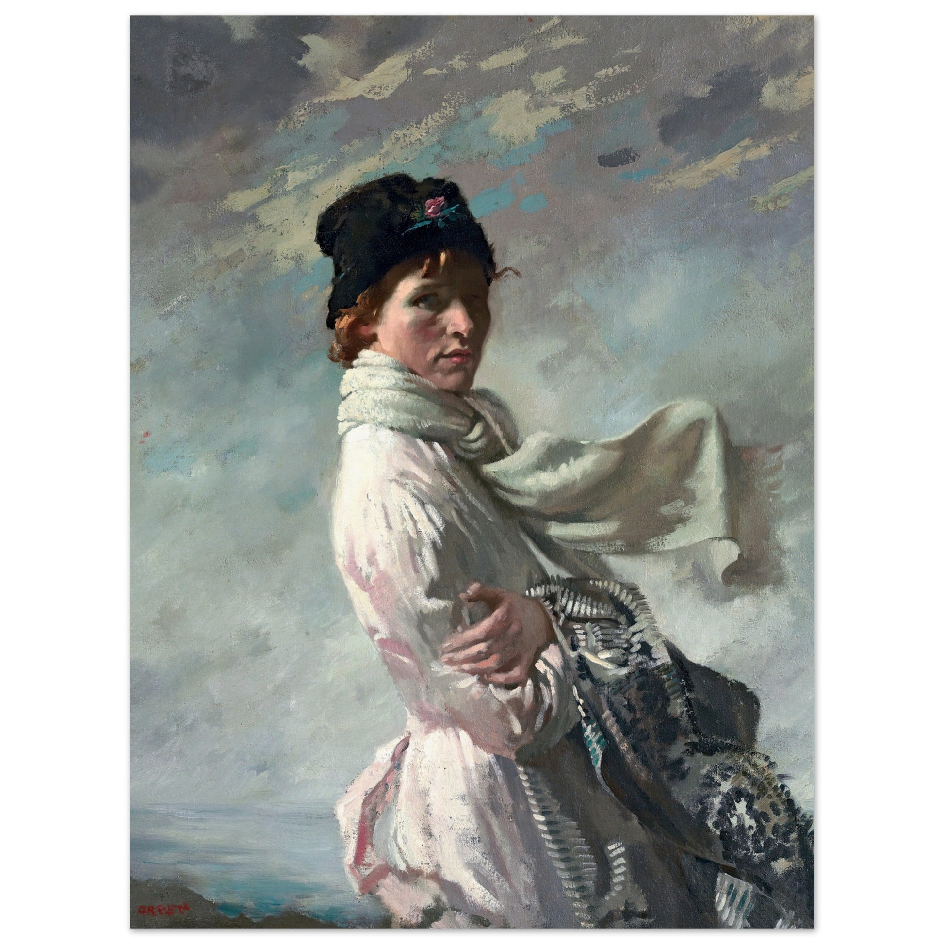 William Orpen – In Dublin Bay: Portrait of the Artist’s Wife (1909) Art Print – room setting display | Buy Irish Art